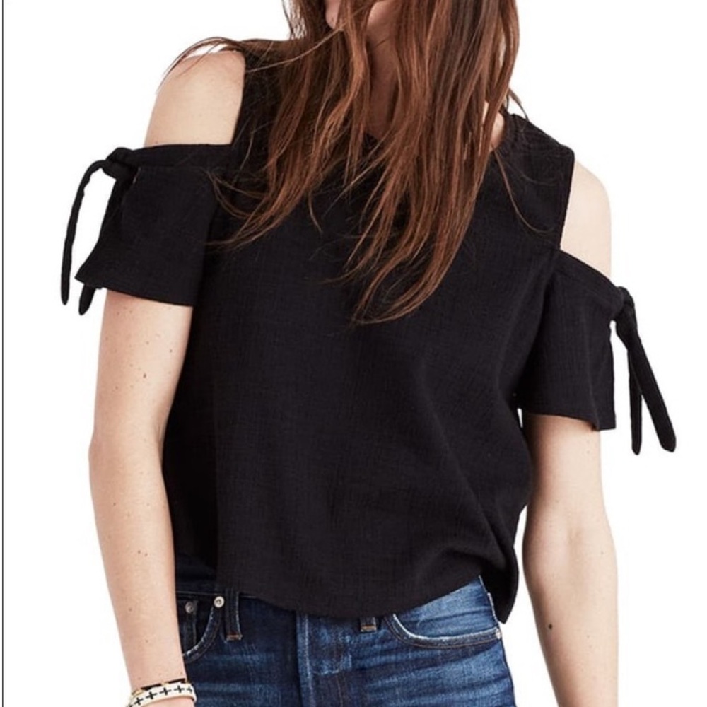 Madewell Skylark Black Open Shoulder Top Sz L